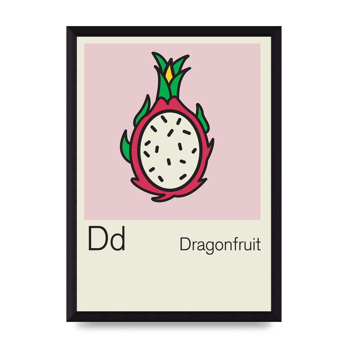 Bold Childlike Fruit Four Dragonfruit Art For The Home - A4 framed