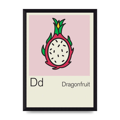 Bold Childlike Fruit Four Dragonfruit Art For The Home - A4 framed
