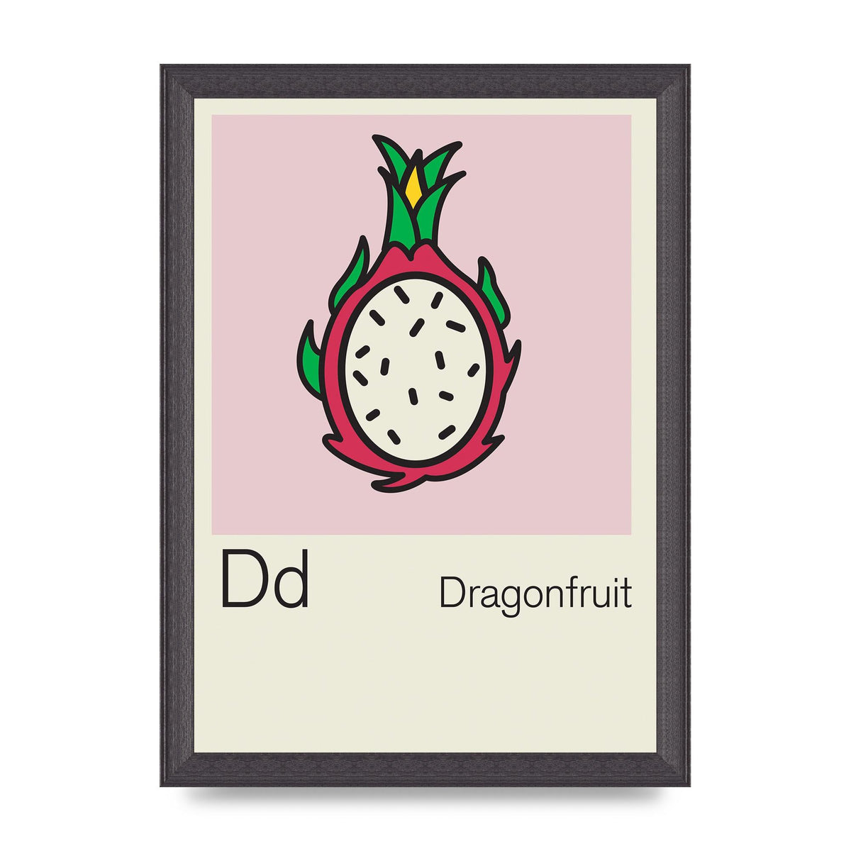 Bold Childlike Fruit Four Dragonfruit Art For The Home - A4 framed