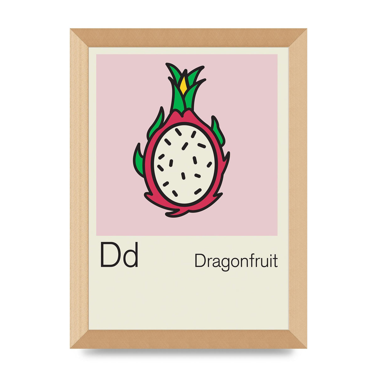 Bold Childlike Fruit Four Dragonfruit Art For The Home - A4 framed