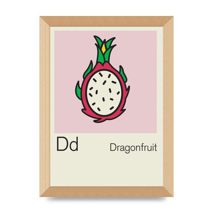 Bold Childlike Fruit Four Dragonfruit Art For The Home - A4 framed