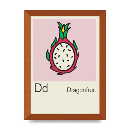 Bold Childlike Fruit Four Dragonfruit Art For The Home - A4 framed