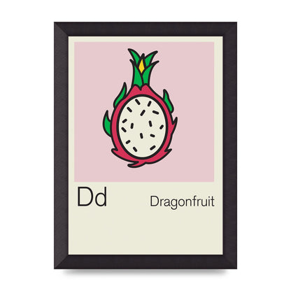Bold Childlike Fruit Four Dragonfruit Art For The Home - A4 framed