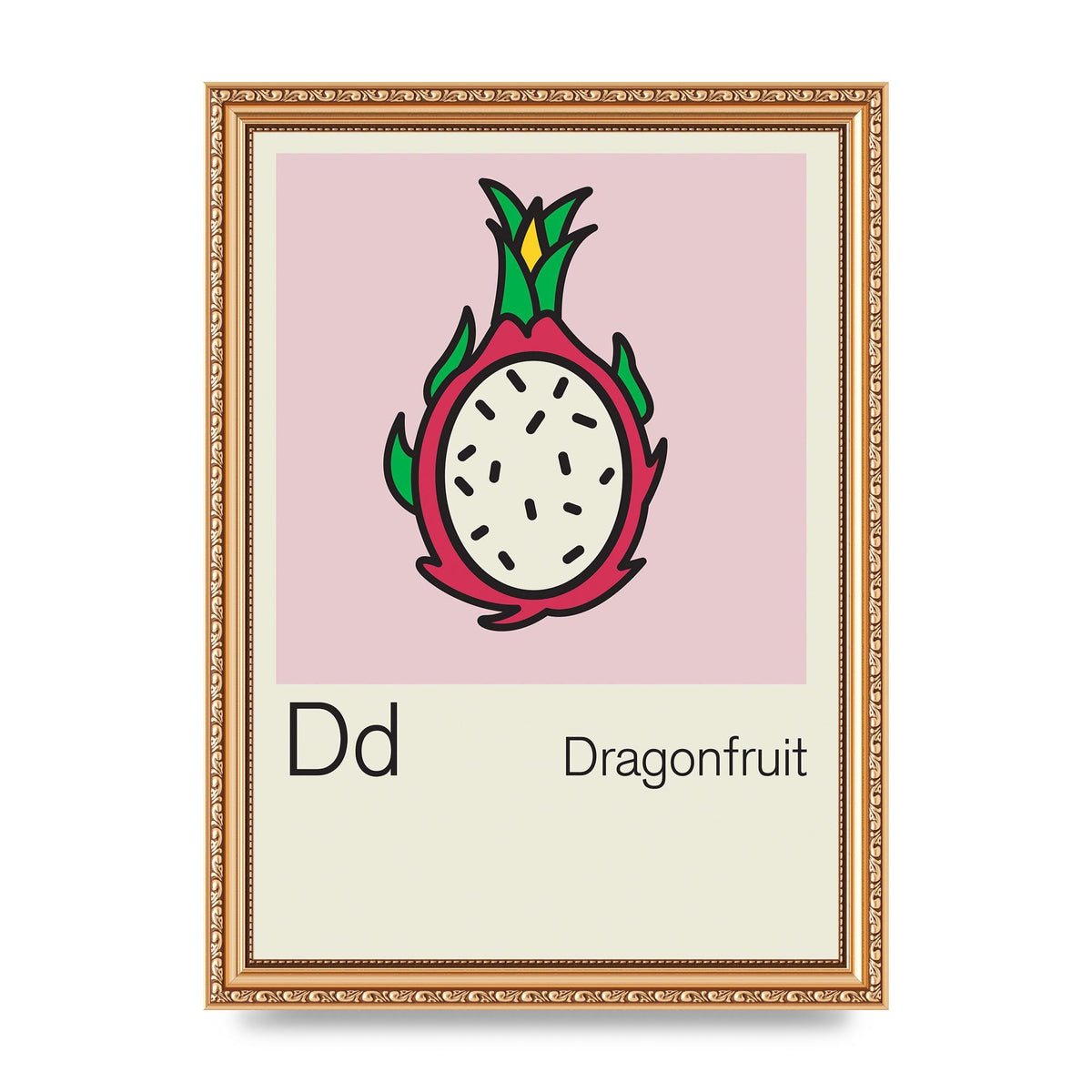Bold Childlike Fruit Four Dragonfruit Art For The Home - A4 framed