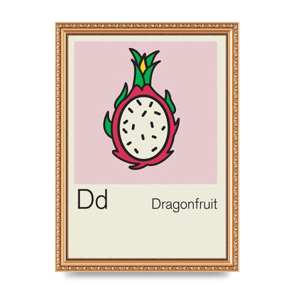 Bold Childlike Fruit Four Dragonfruit Art For The Home - A4 framed