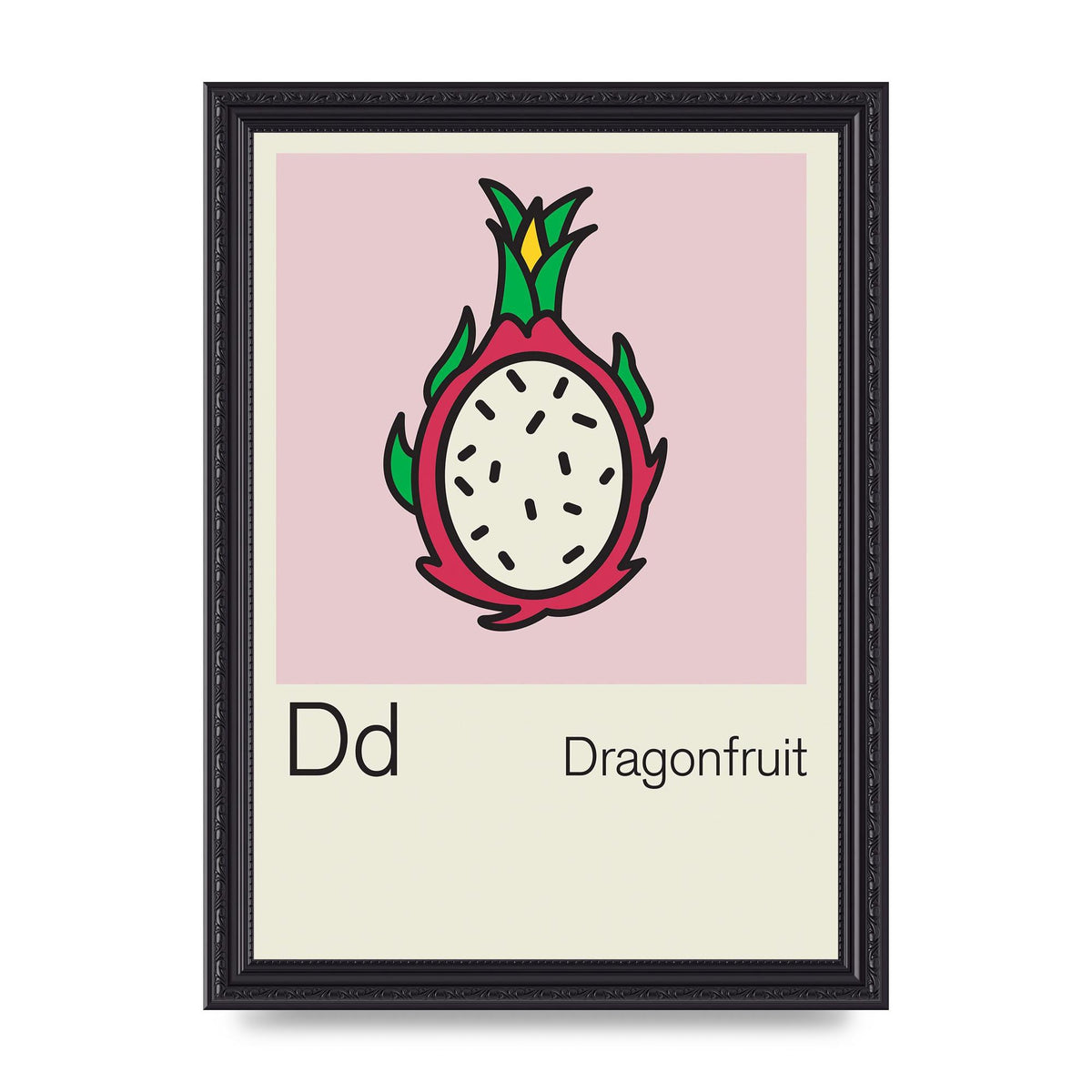 Bold Childlike Fruit Four Dragonfruit Art For The Home - A4 framed