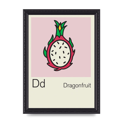 Bold Childlike Fruit Four Dragonfruit Art For The Home - A4 framed