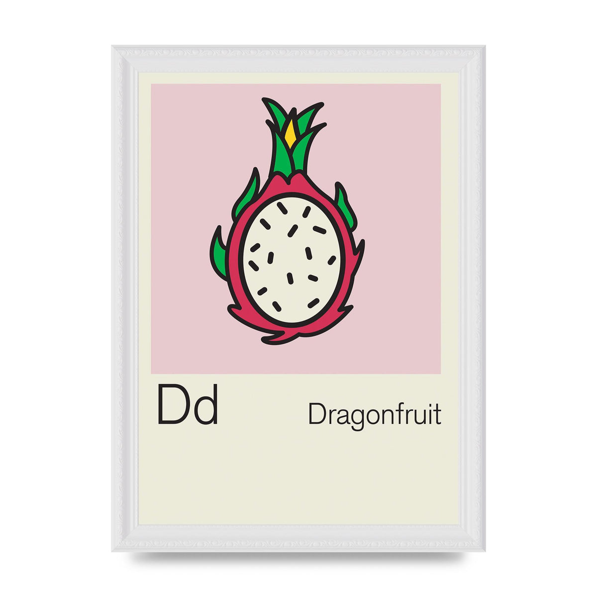 Bold Childlike Fruit Four Dragonfruit Art For The Home - A4 framed