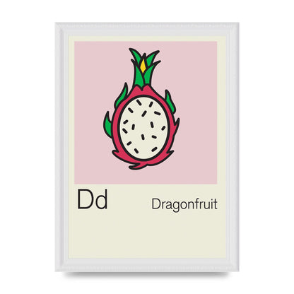 Bold Childlike Fruit Four Dragonfruit Art For The Home - A4 framed