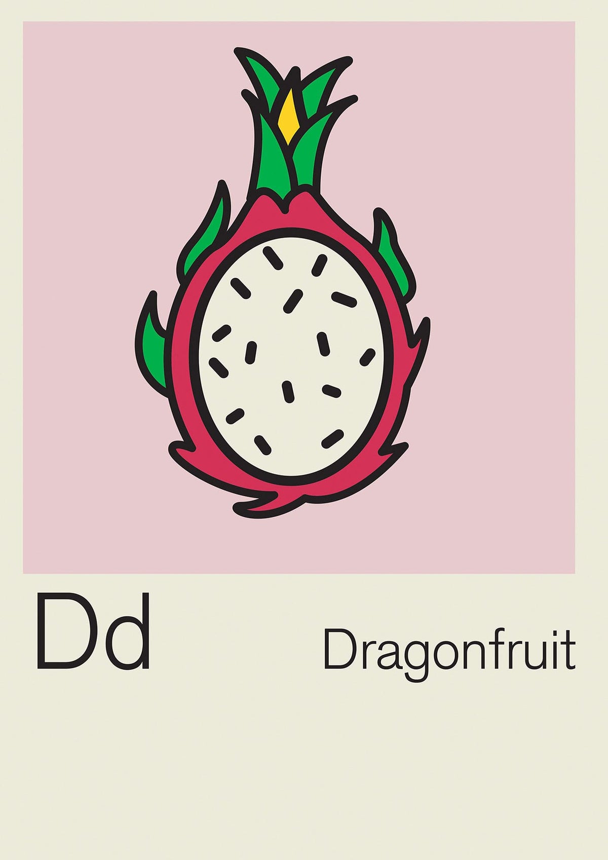 Bold Childlike Fruit Four Dragonfruit Art For The Home - detail