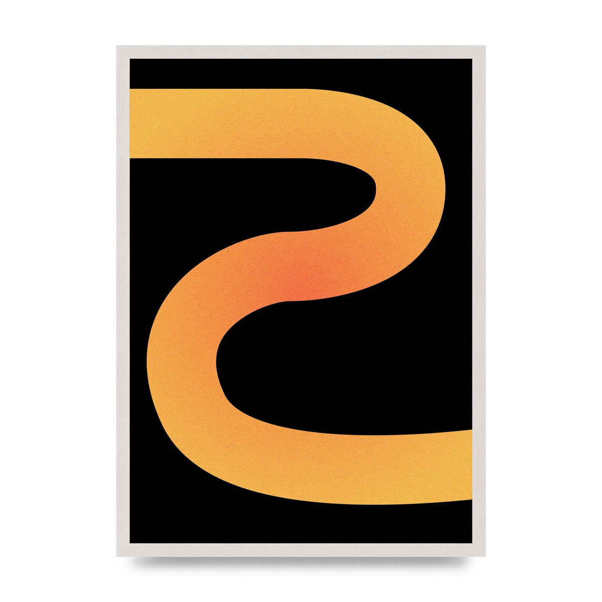 Orange Glow Line Abstract Three Printed Poster - A2 framed