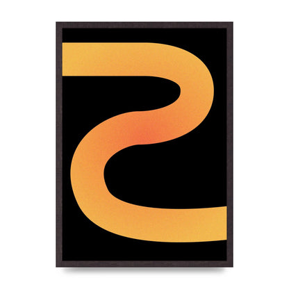 Orange Glow Line Abstract Three Printed Poster - A2 framed