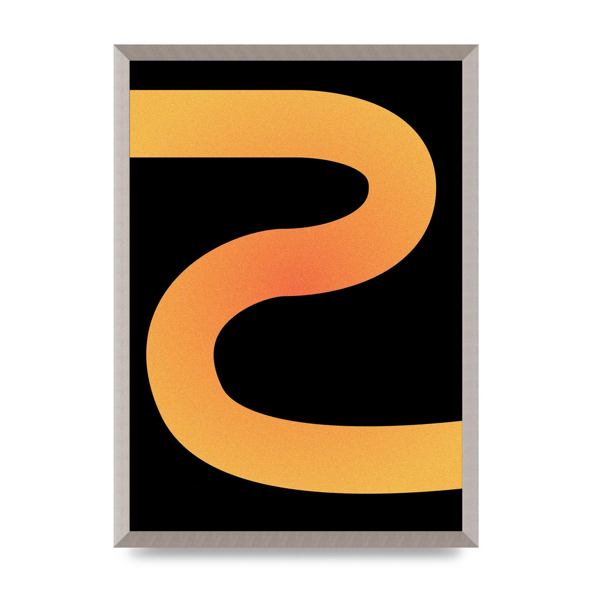Orange Glow Line Abstract Three Printed Poster - A2 framed