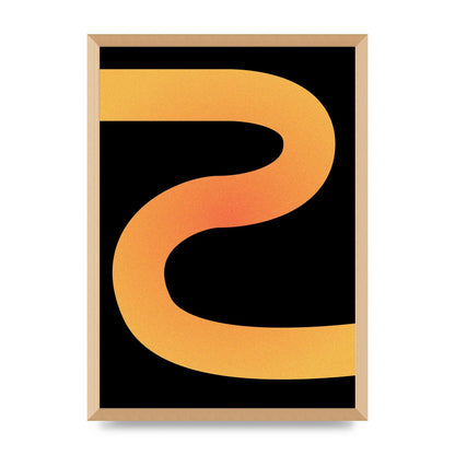 Orange Glow Line Abstract Three Printed Poster - A2 framed