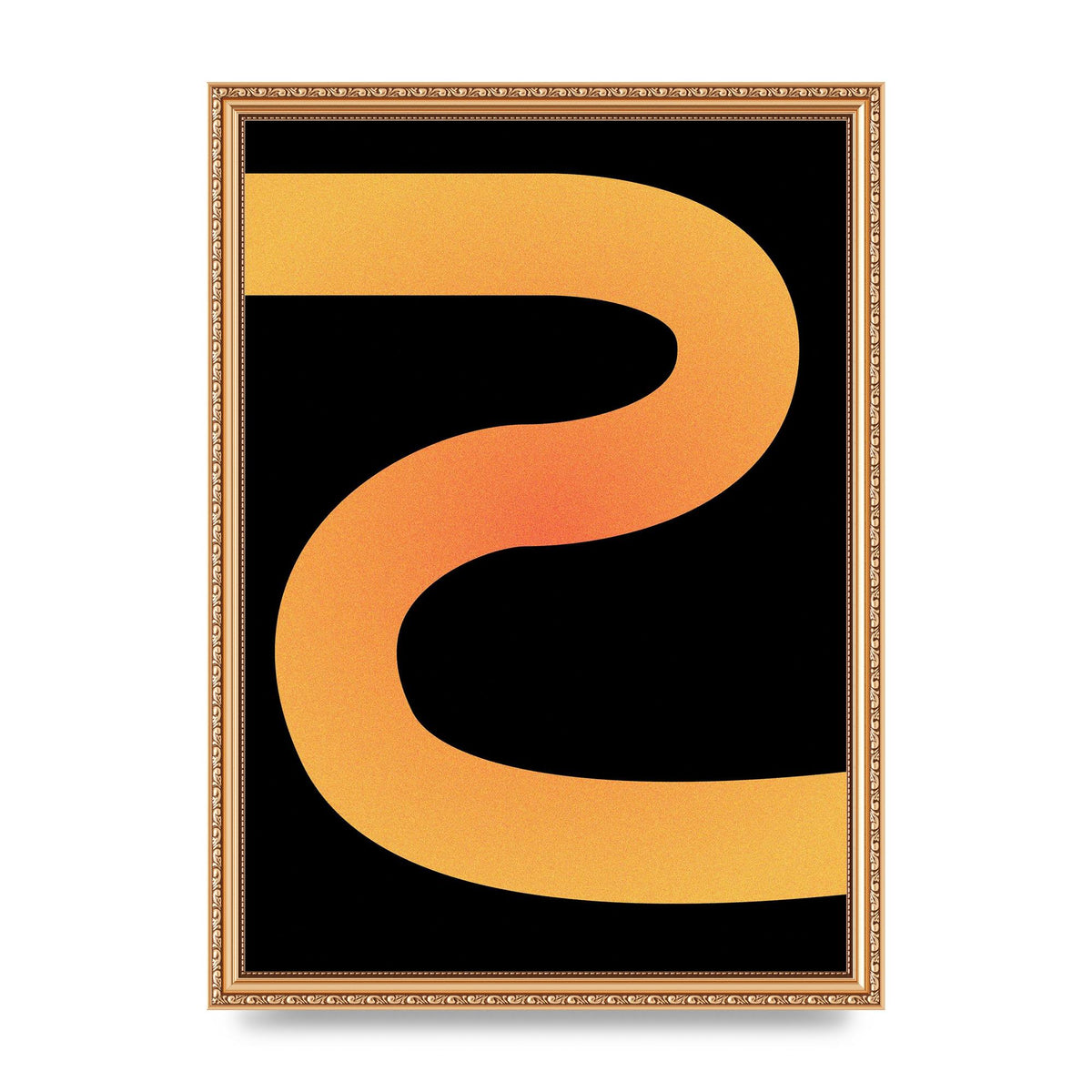 Orange Glow Line Abstract Three Printed Poster - A3 framed