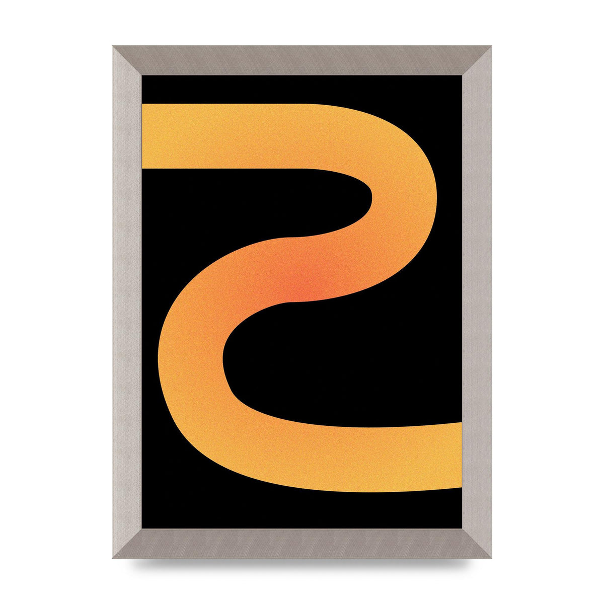 Orange Glow Line Abstract Three Printed Poster - A4 framed