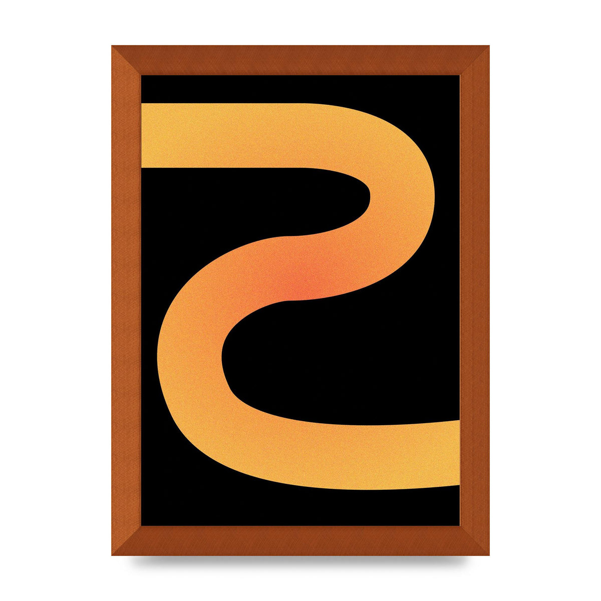 Orange Glow Line Abstract Three Printed Poster - A4 framed