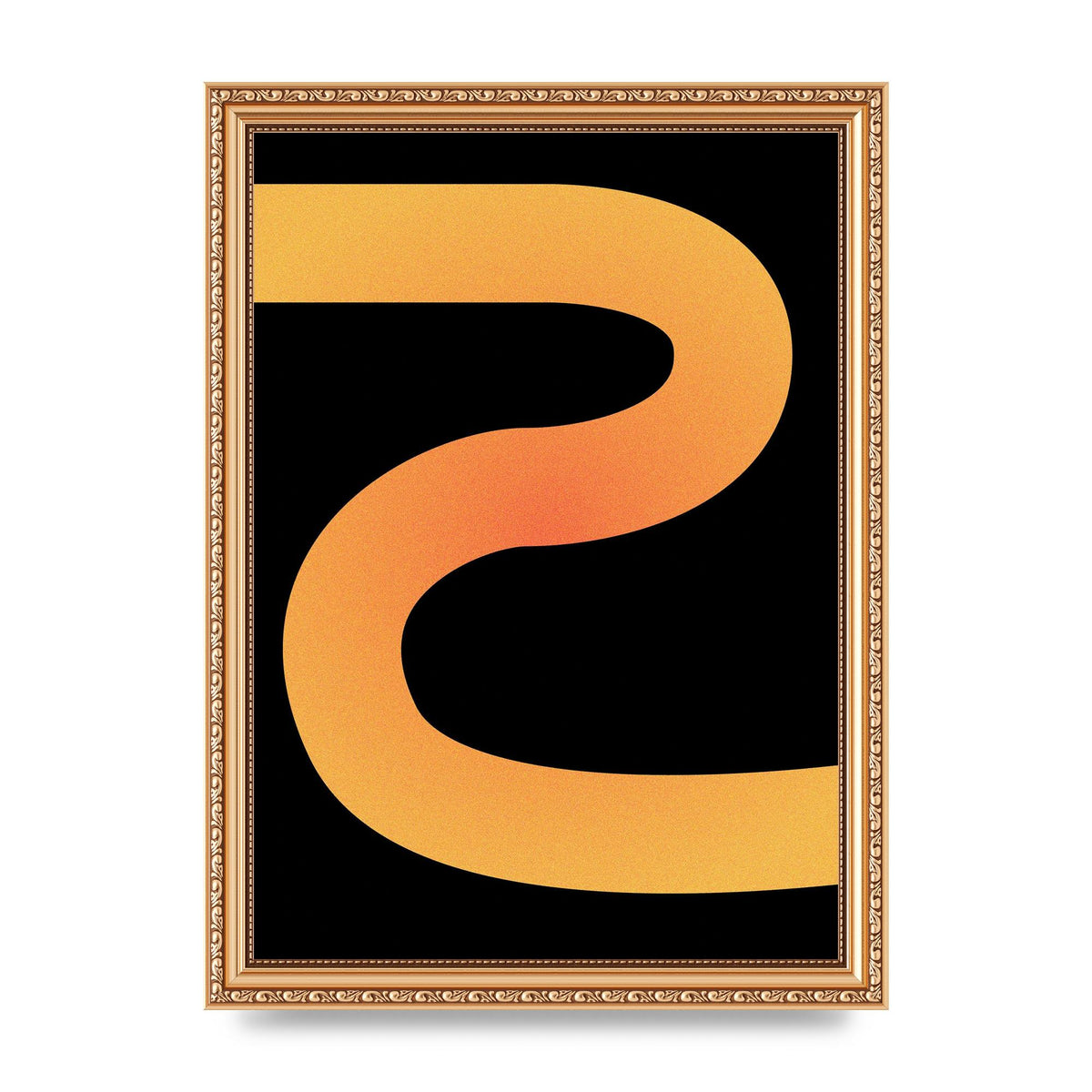 Orange Glow Line Abstract Three Printed Poster - A4 framed