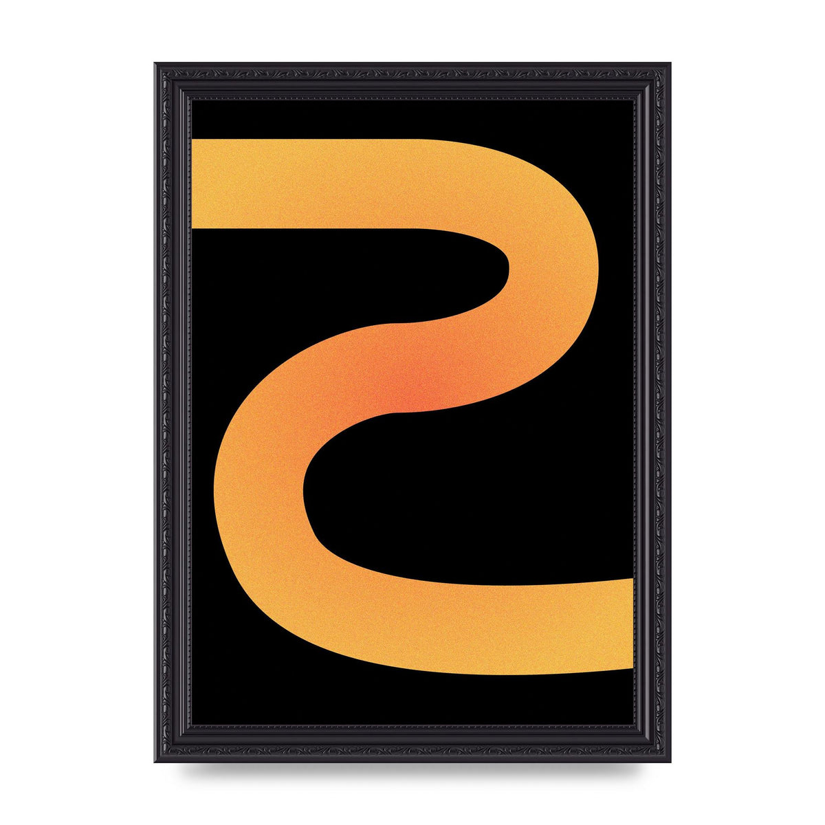 Orange Glow Line Abstract Three Printed Poster - A4 framed