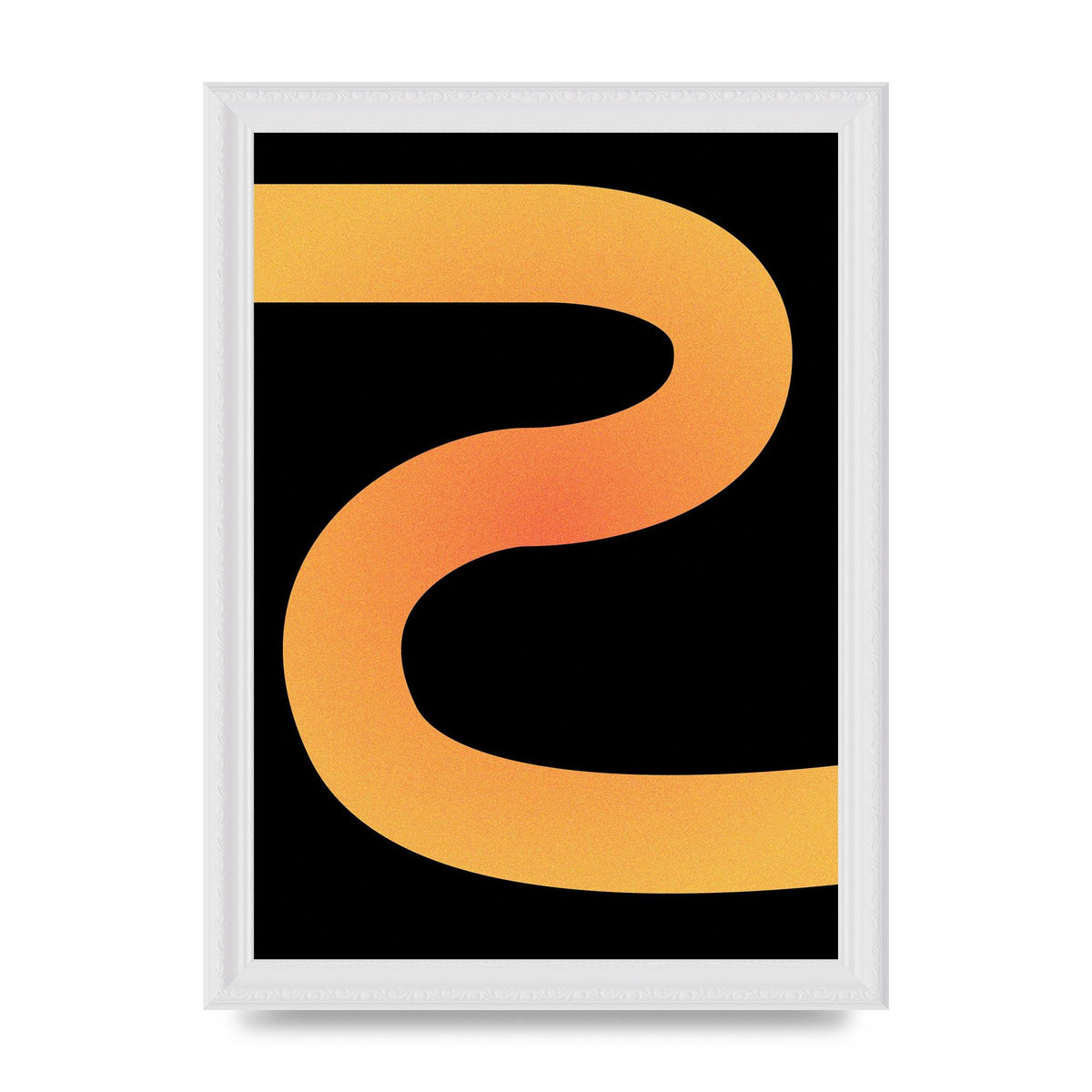 Orange Glow Line Abstract Three Printed Poster - A4 framed