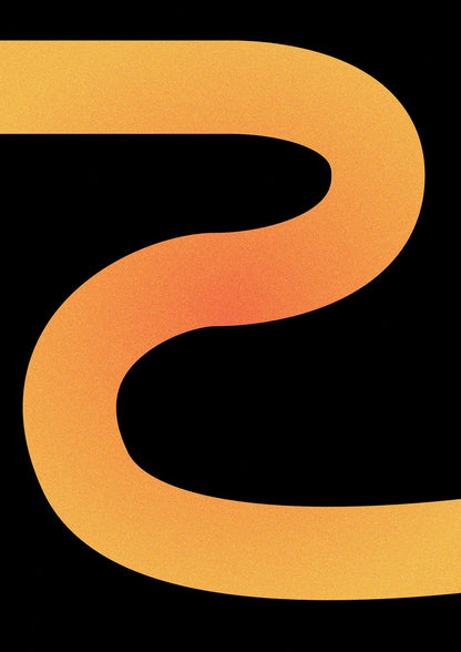 Orange Glow Line Abstract Three Printed Poster - detail