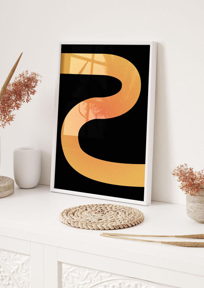 Orange Glow Line Abstract Three Printed Poster - hall 1
