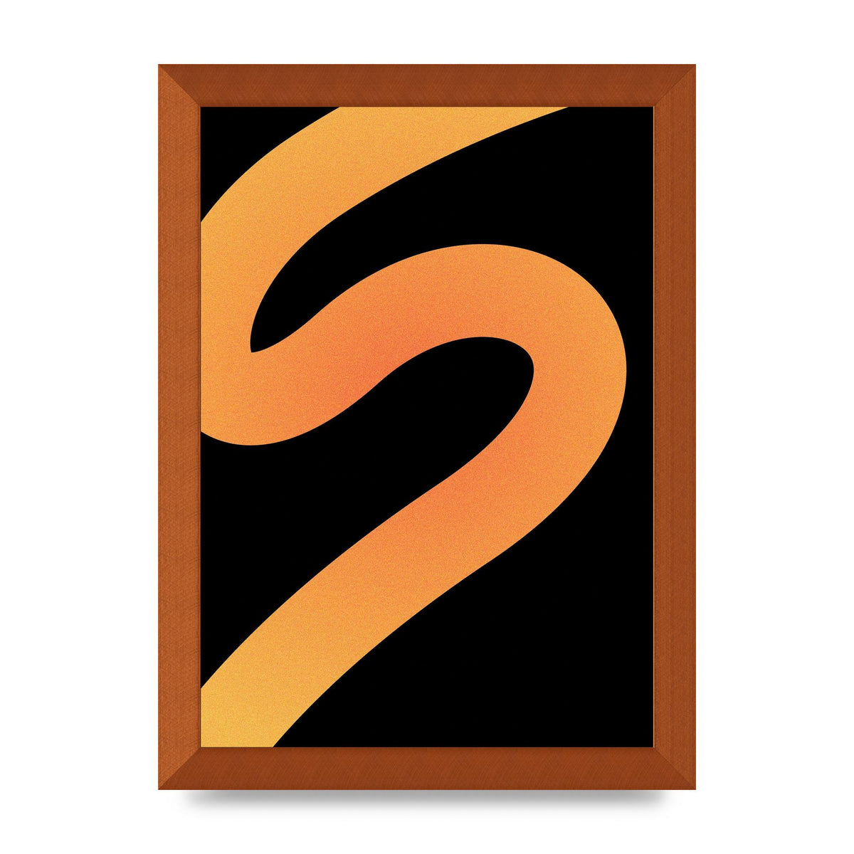 Orange Glow Line Abstract Four Wall Art - A4 framed