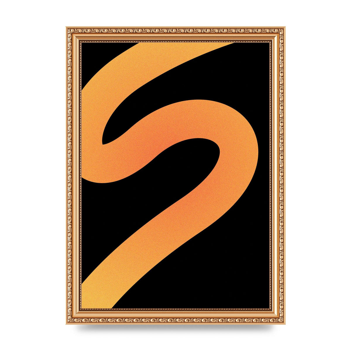 Orange Glow Line Abstract Four Wall Art - A4 framed