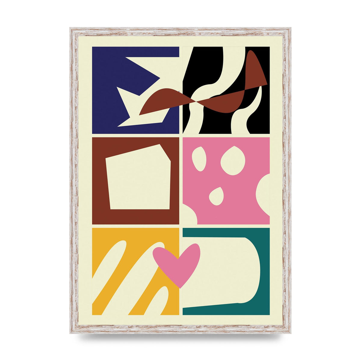 Abstract Collage Mixed Colour Two Printed Poster - A2 framed