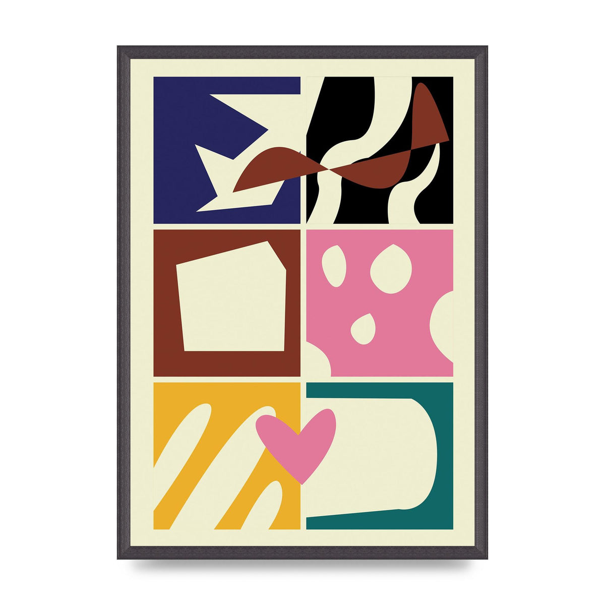 Abstract Collage Mixed Colour Two Printed Poster - A2 framed