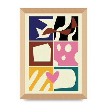 Abstract Collage Mixed Colour Two Printed Poster - A4 framed