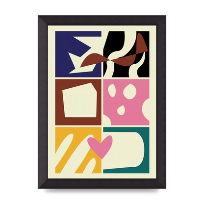 Abstract Collage Mixed Colour Two Printed Poster - A4 framed