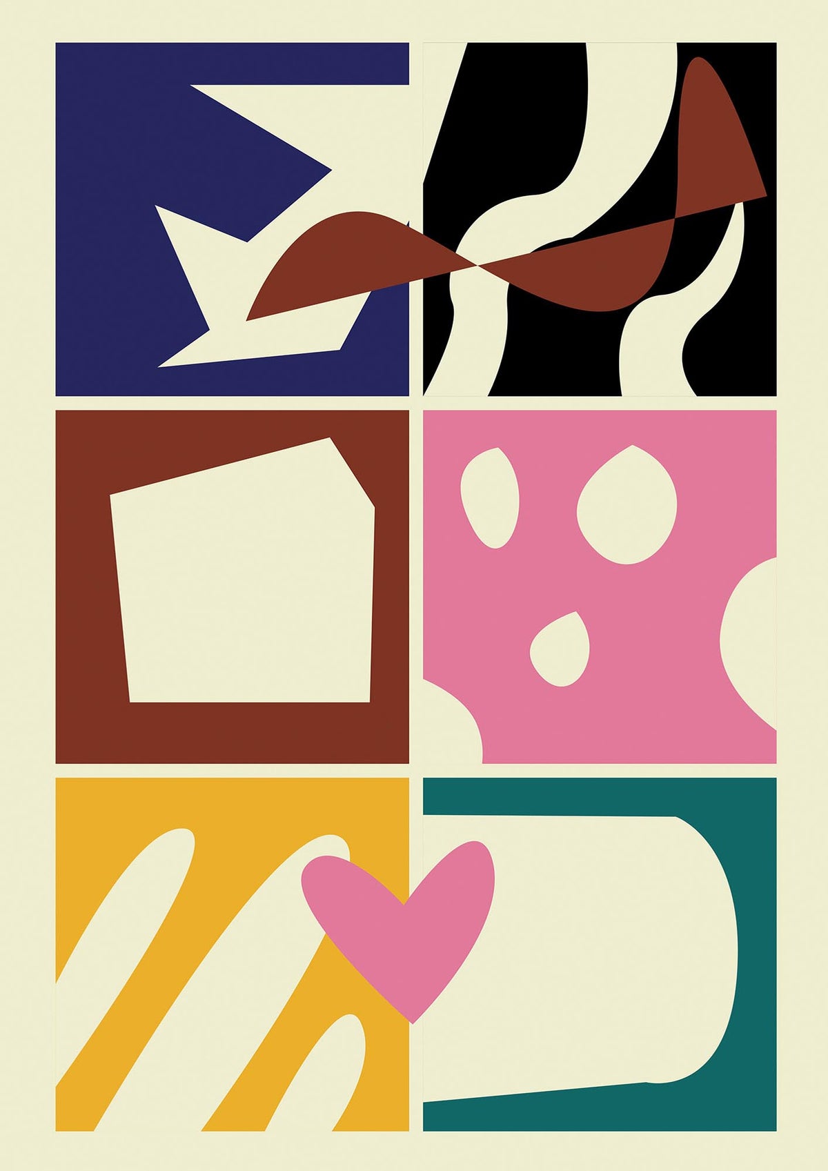 Abstract Collage Mixed Colour Two Printed Poster - detail