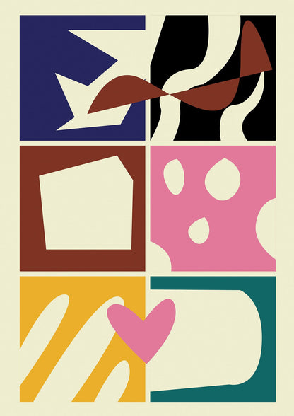 Abstract Collage Mixed Colour Two Printed Poster - detail