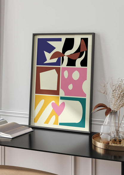 Abstract Collage Mixed Colour Two Printed Poster - living room 4