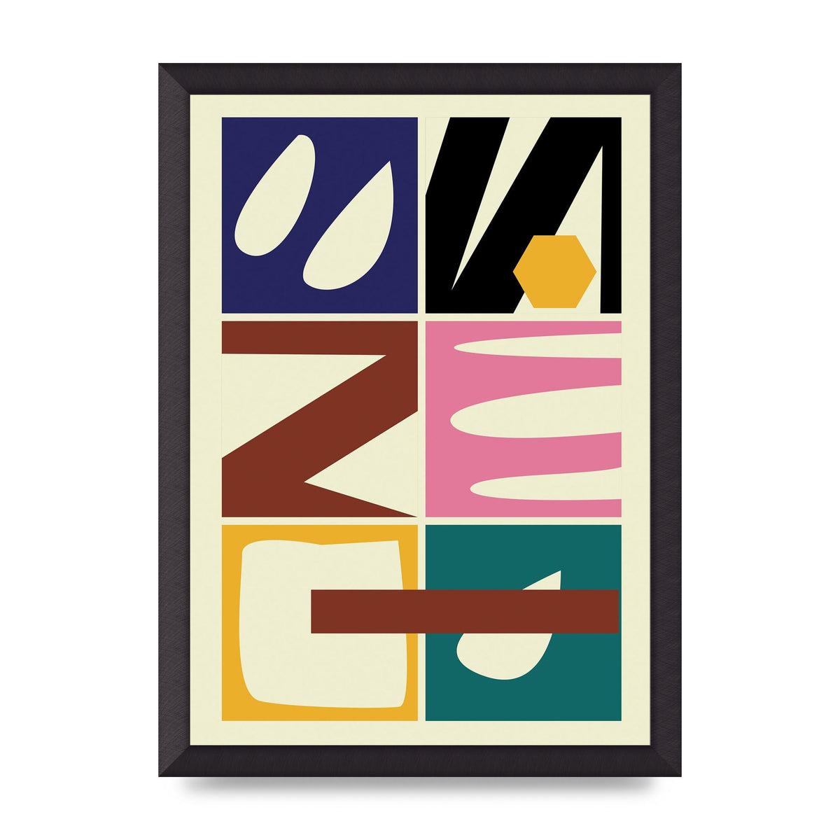 Abstract Collage Mixed Colour Three Wall Art - A3 framed