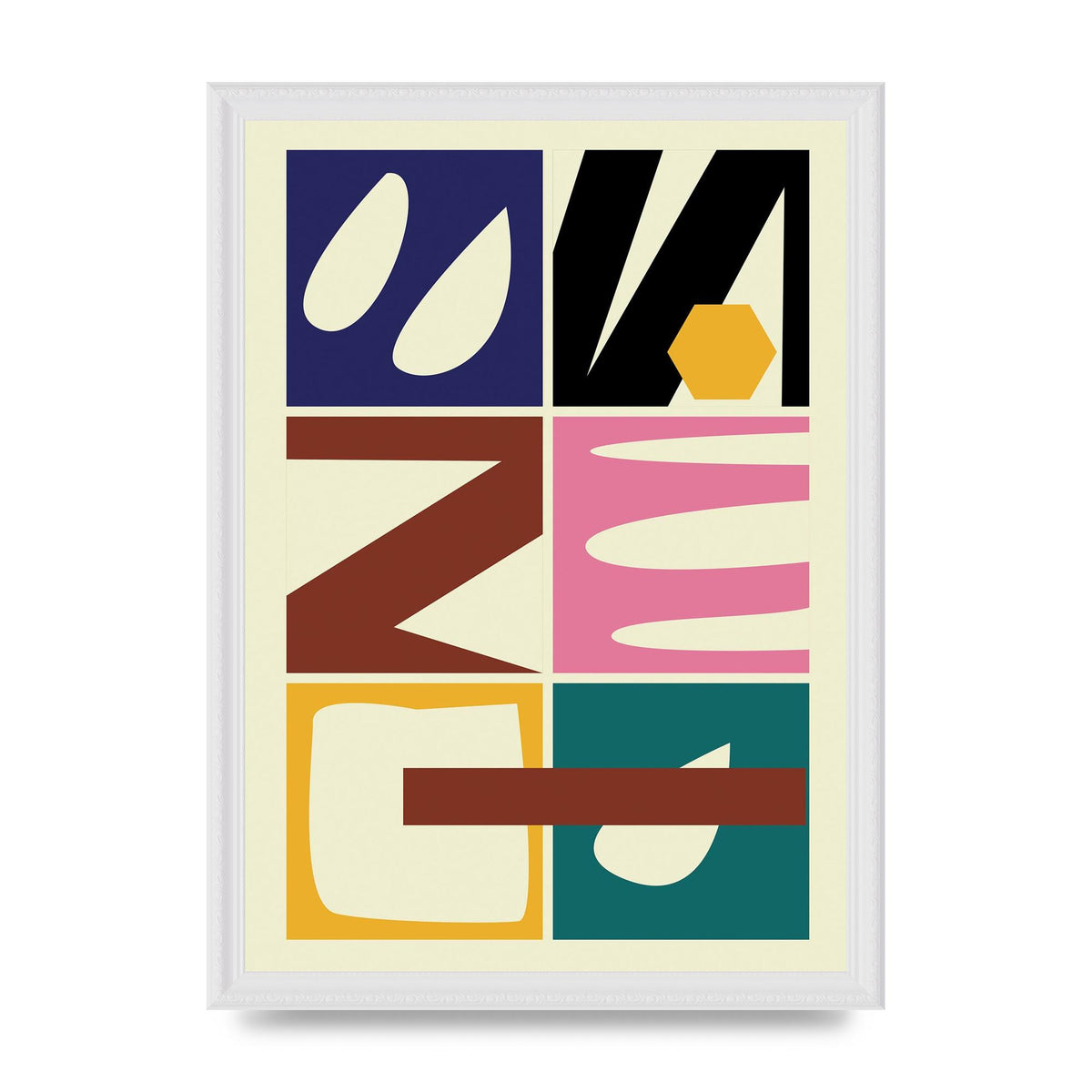 Abstract Collage Mixed Colour Three Wall Art - A3 framed
