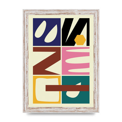 Abstract Collage Mixed Colour Three Wall Art - A4 framed