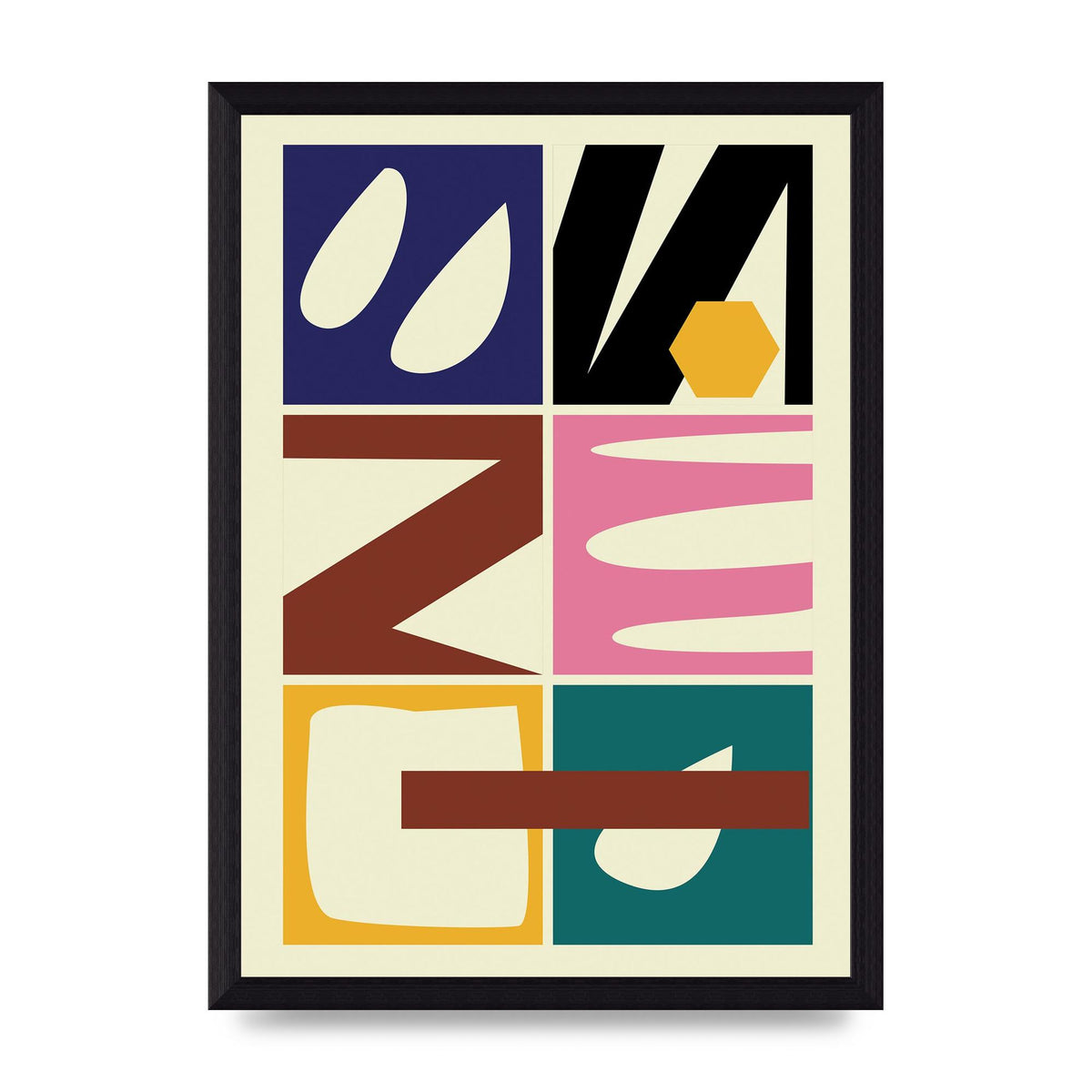 Abstract Collage Mixed Colour Three Wall Art - A4 framed