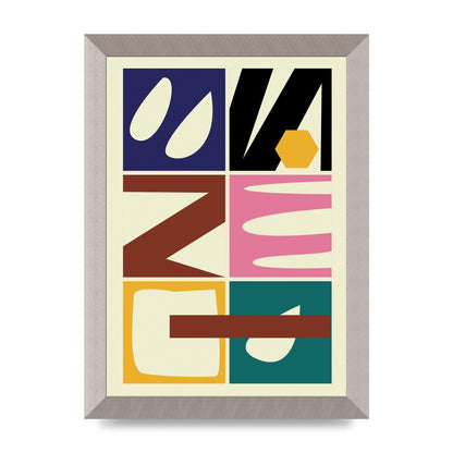 Abstract Collage Mixed Colour Three Wall Art - A4 framed