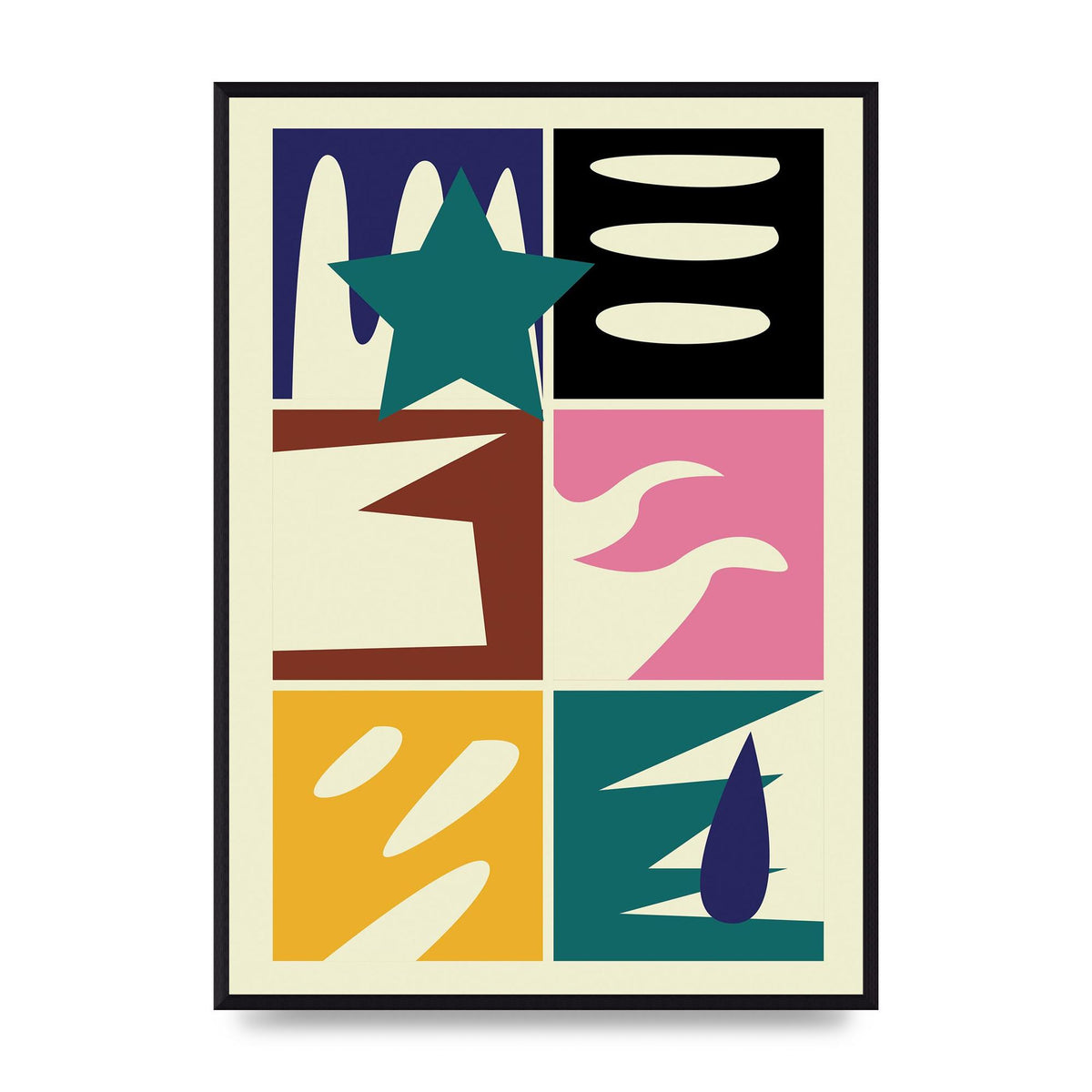 Abstract Collage Mixed Colour Four Art For The Home - A2 framed