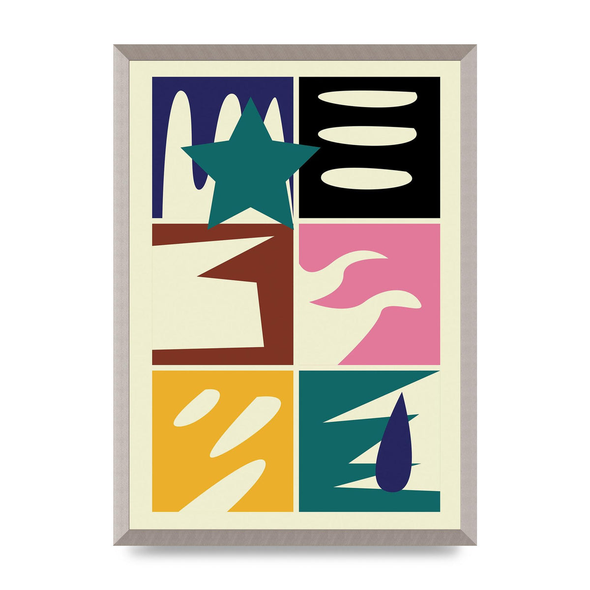 Abstract Collage Mixed Colour Four Art For The Home - A2 framed