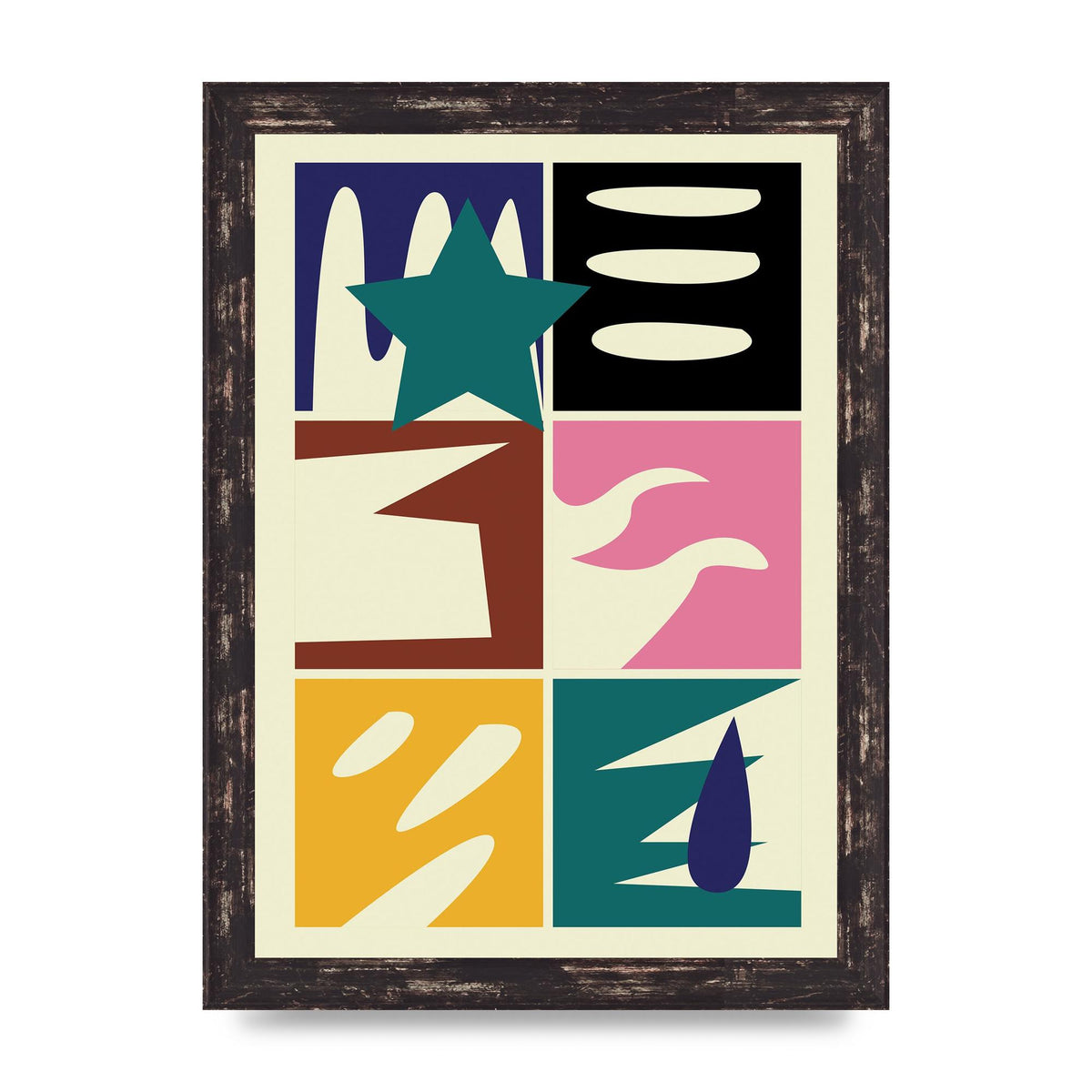 Abstract Collage Mixed Colour Four Art For The Home - A4 framed