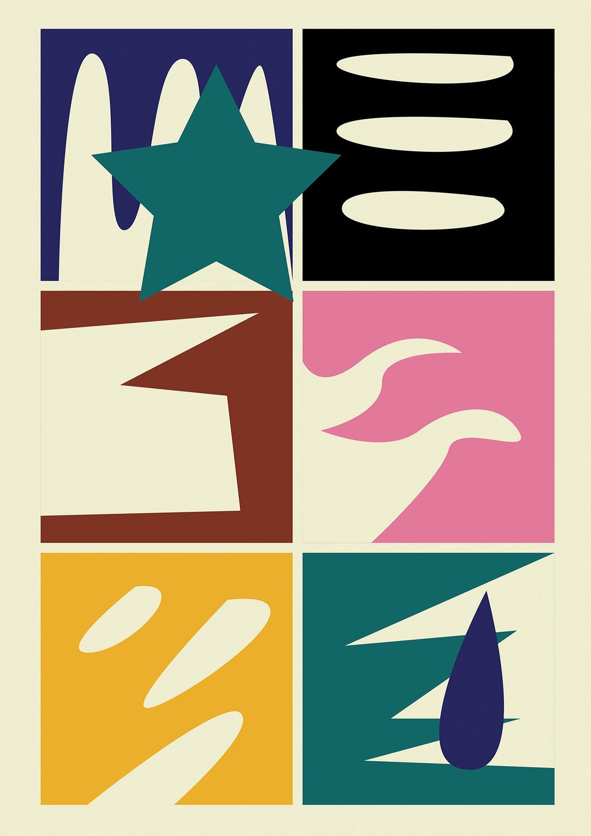 Abstract Collage Mixed Colour Four Art For The Home - detail