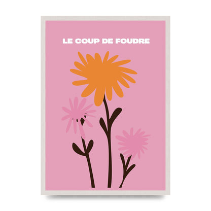 Love At First Sight Flower French Printed Poster - A2 framed