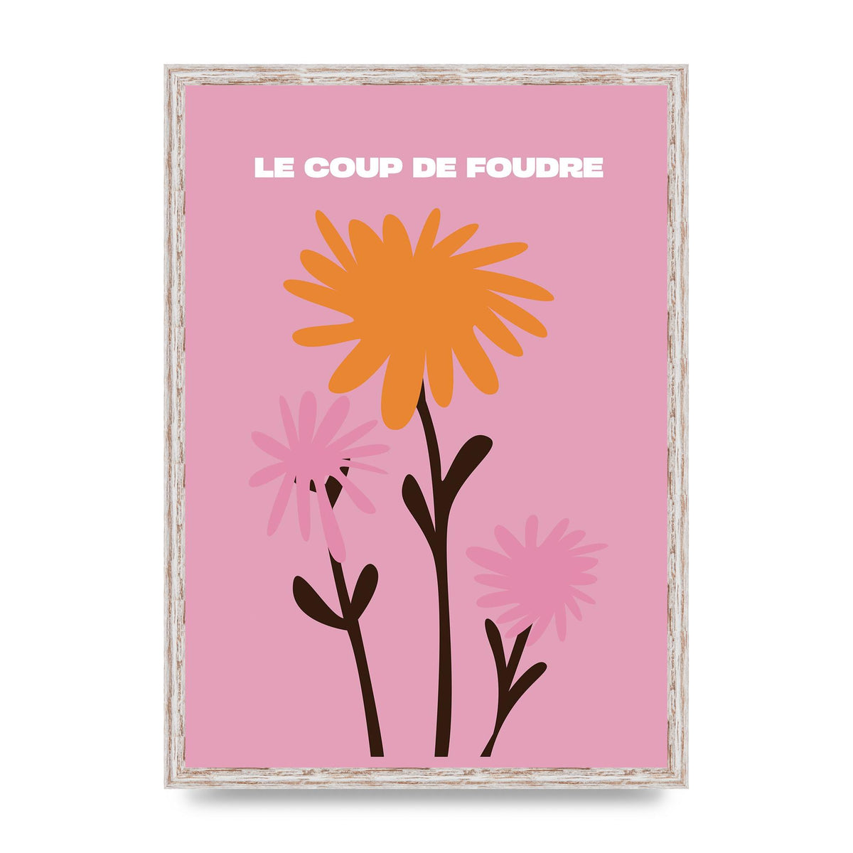 Love At First Sight Flower French Printed Poster - A2 framed