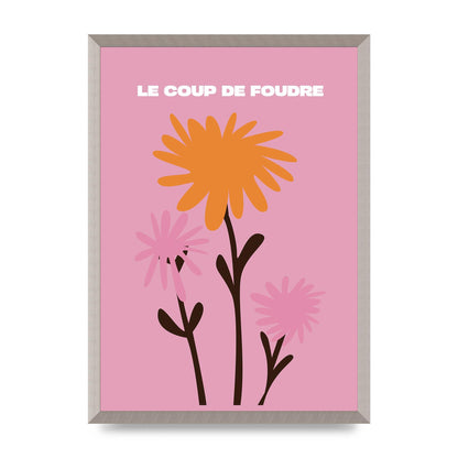 Love At First Sight Flower French Printed Poster - A2 framed