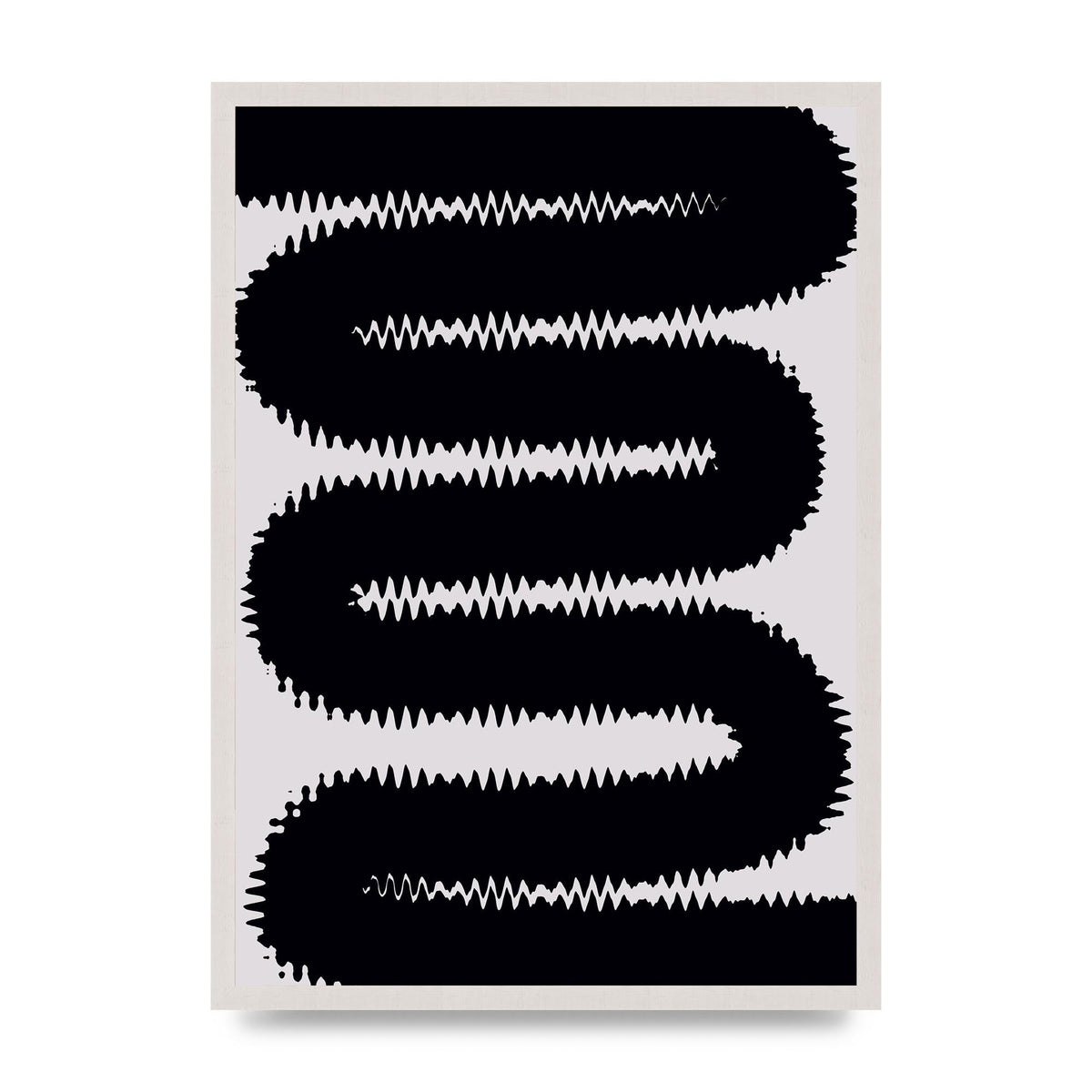 Abstract Ripple Black Line print in an A2 white saw cut grain frame