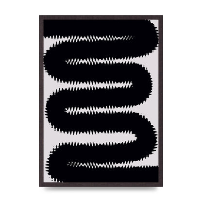 Abstract Ripple Black Line Wall Art - A2 framed