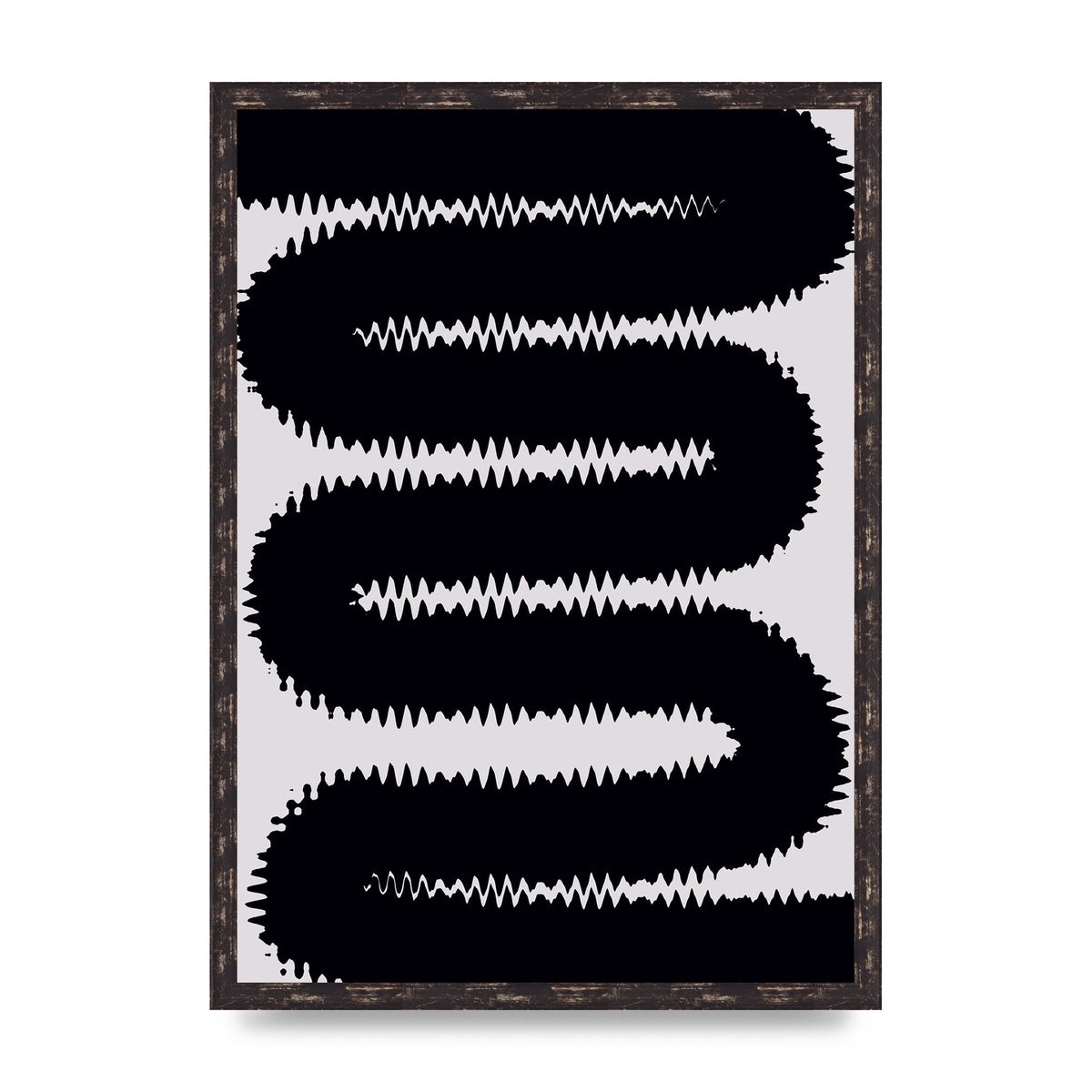 Abstract Ripple Black Line Wall Art - A2 framed